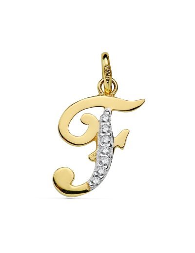 18K COLGANTE LETRA F...