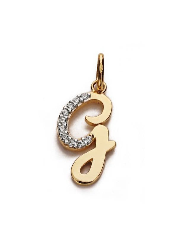 18K COLGANTE LETRA G CIRCONITAS 18X9 MM