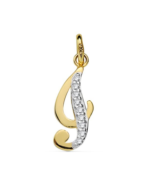 18K COLGANTE LETRA I CIRCONITAS 17X7 MM