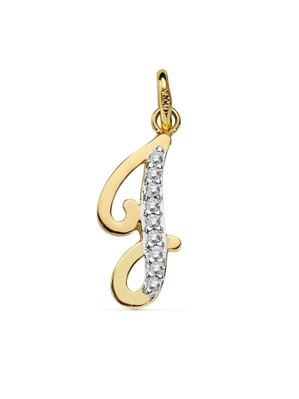 18K COLGANTE LETRA J CIRCONITAS 18X7 MM
