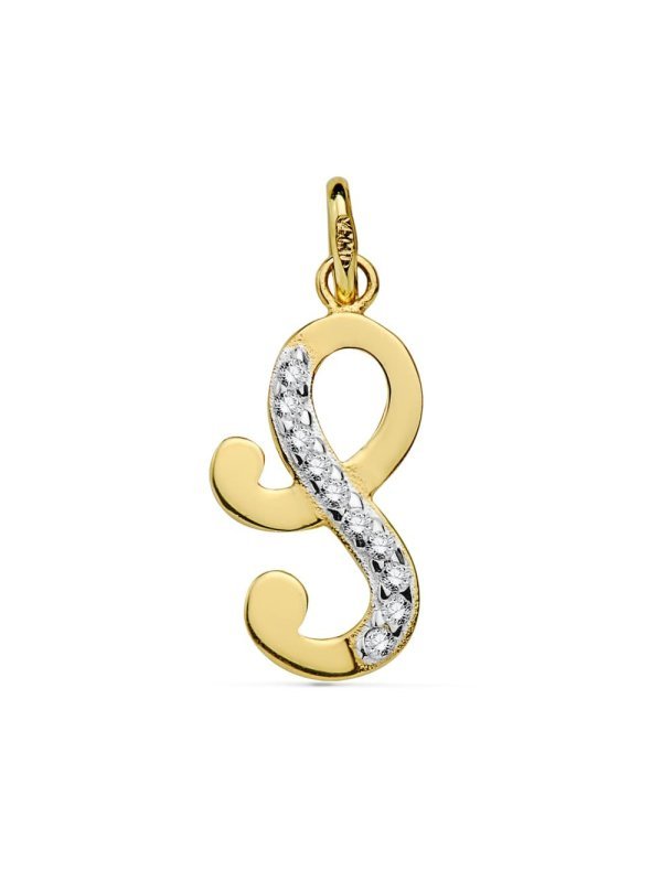 18K COLGANTE LETRA S CIRCONITAS 17X9 MM