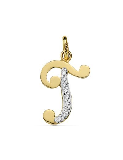 18K COLGANTE LETRA T...