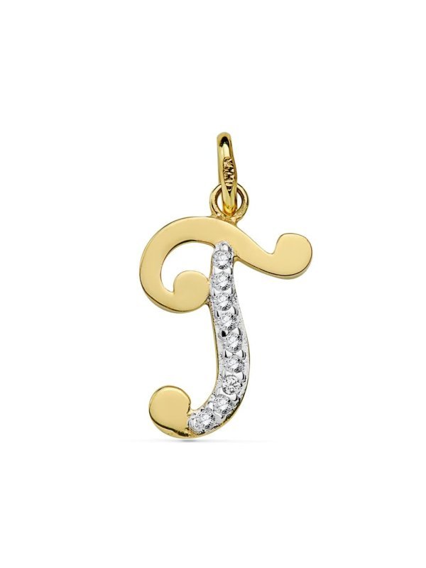 18K COLGANTE LETRA T CIRCONITAS 17X11 MM