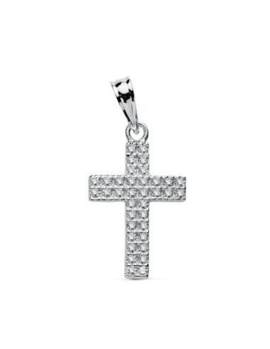 18K CRUZ CIRCONITAS ORO BLANCO 20X12 MM