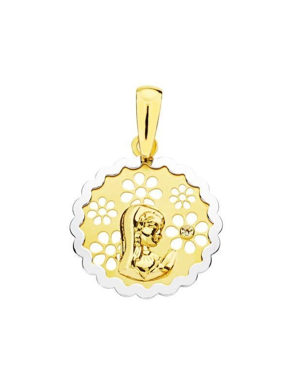 18K MEDALLA VIRGEN NIÃ‘A BICOLOR...