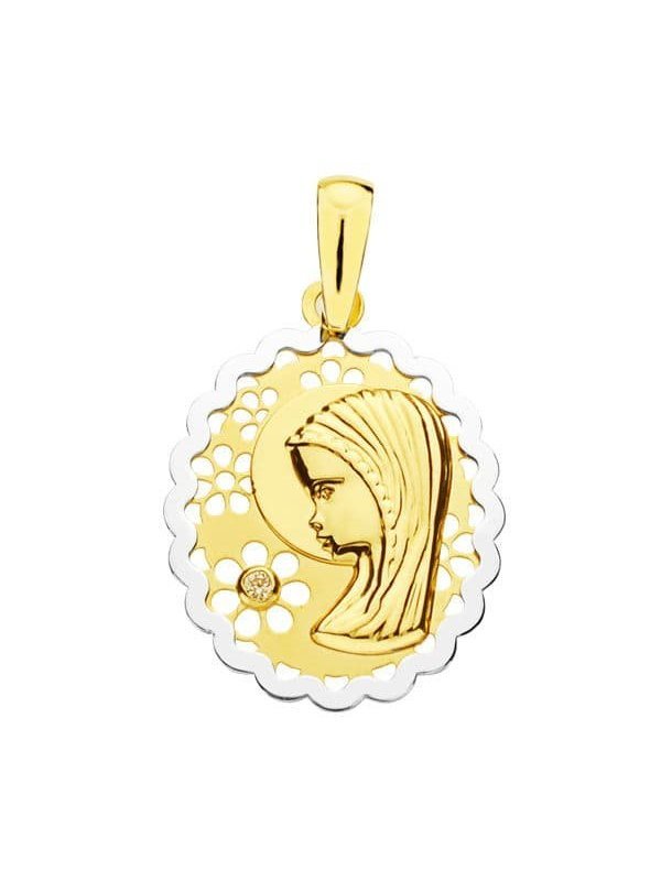 18K MEDALLA VIRGEN NIÃ‘A BICOLOR OVAL...