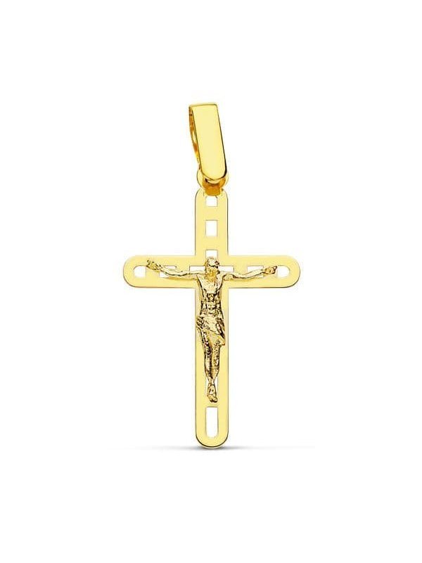 18K CRUZ CON CRISTO CALADA 26X16 MM
