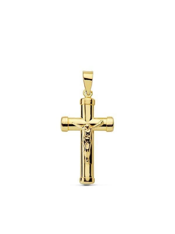 18K CRUZ CON CRISTO PALO OVAL 24X13 MM