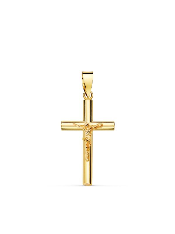 18K CRUZ CON CRISTO TUBO 2.5 MM 21X13 MM