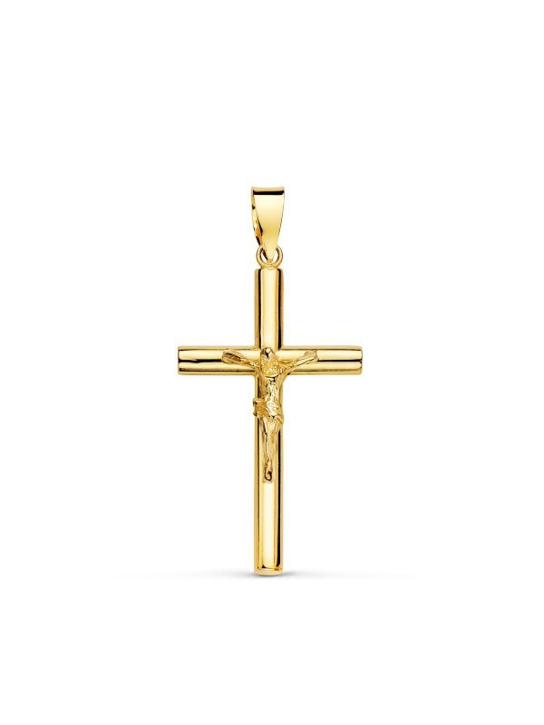 18K CRUZ ORO AMARILLO CON CRISTO TUBO...
