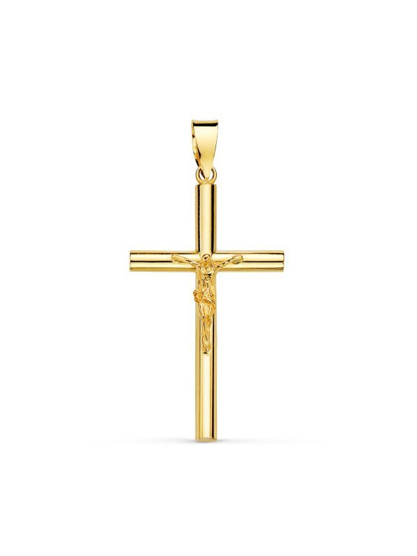 18K CRUZ CON CRISTO 29X17 MM TUBO 2.5 MM