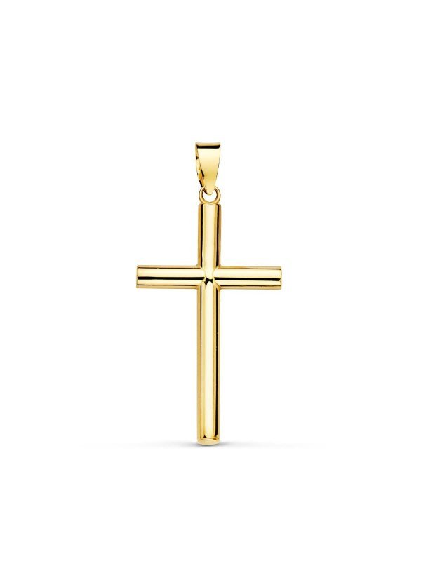 18K CRUZ ORO AMARILLO HUECA LISA...