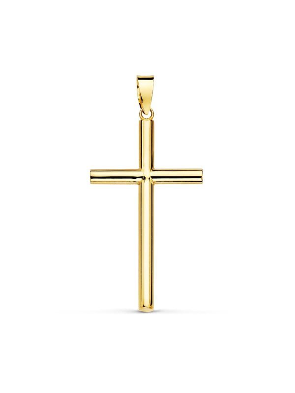 18K CRUZ ORO AMARILLO HUECA LISA...