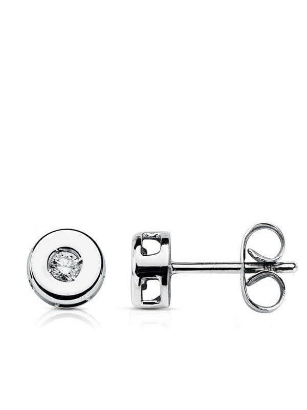18K PENDIENTES ORO BLANCO CHATON 6 MM...