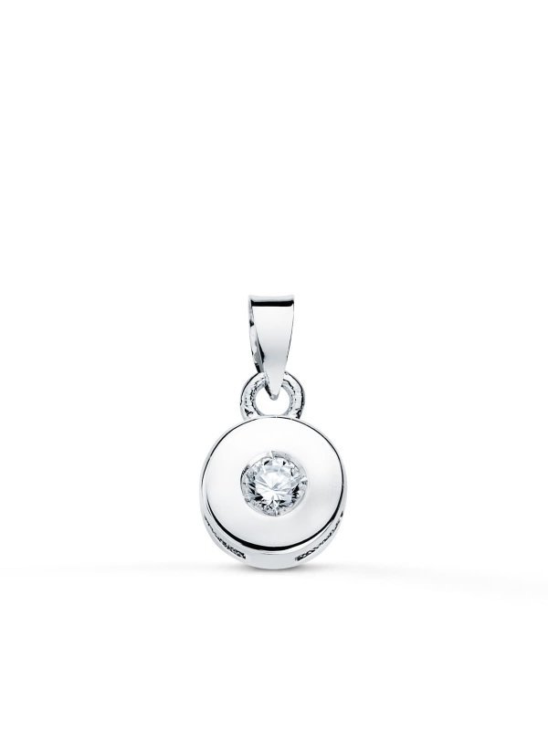 18K COLGANTE ORO BLANCO CHATON 5.5 MM...