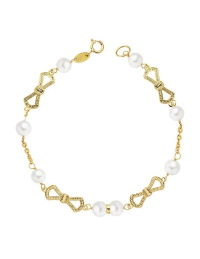 18K PULSERA COMUNION PERLA...