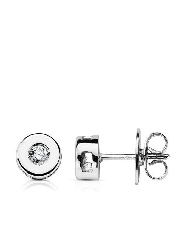 18K PENDIENTES ORO BLANCO CHATON 6 MM...