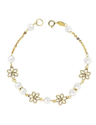 18K PULSERA COMUNION PERLA...