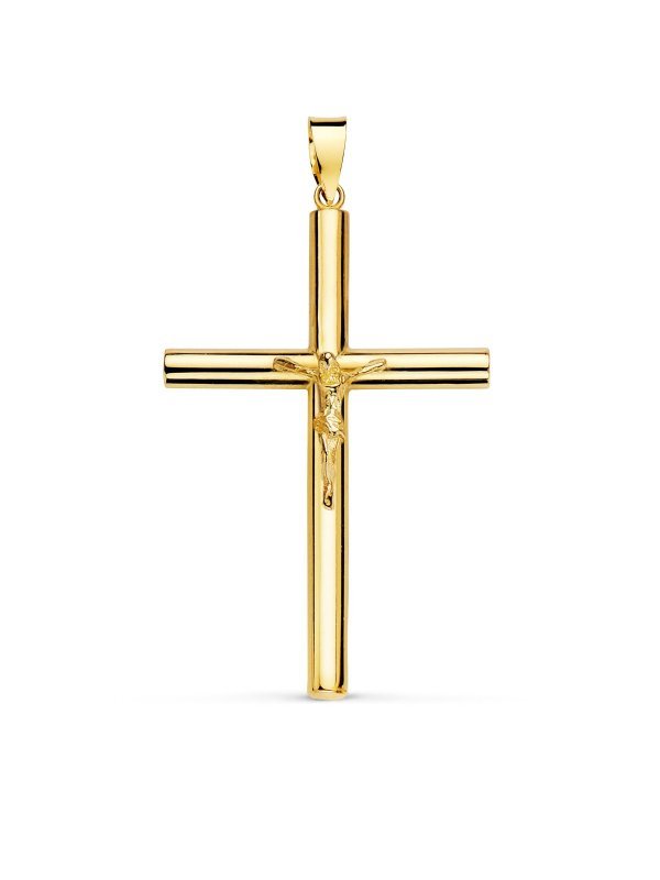 18K CRUZ ORO AMARILLO CON CRISTO TUBO...