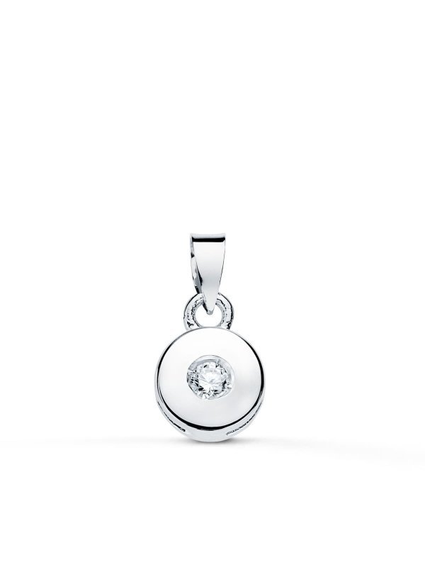 18K COLGANTE ORO BLANCO CHATON 5.5 MM...