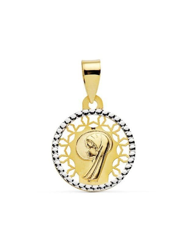 18K MEDALLA VIRGEN NIÃ‘A BICOLOR 14 MM