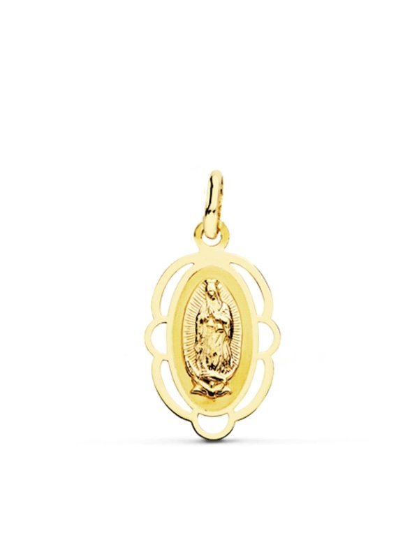 18K MEDALLA VIRGEN DE GUADALUPE CERCO...