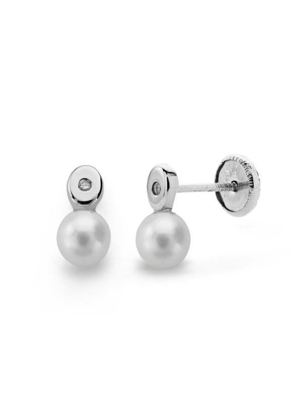 18K PENDIENTES PERLA Y DIAMANTES...
