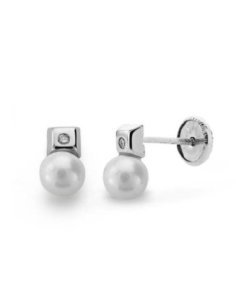 18K PENDIENTES ORO BLANCO...