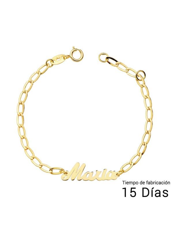 18K PULSERA NIÃ‘A NOMBRE 13CM CADENA...