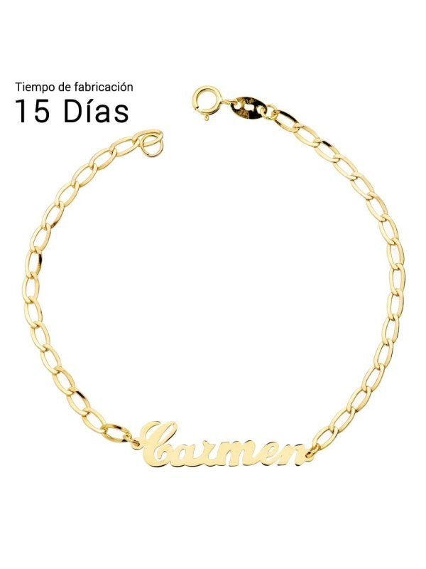 18K PULSERA NOMBRE 17 CM CADENA BILBAO