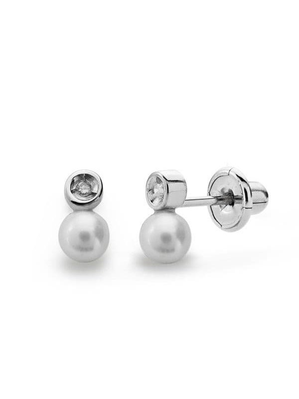 18K PENDIENTES PERLA Y DIAMANTES...