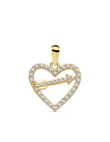 18K COLGANTE ORO AMARILLO CORAZON Y...