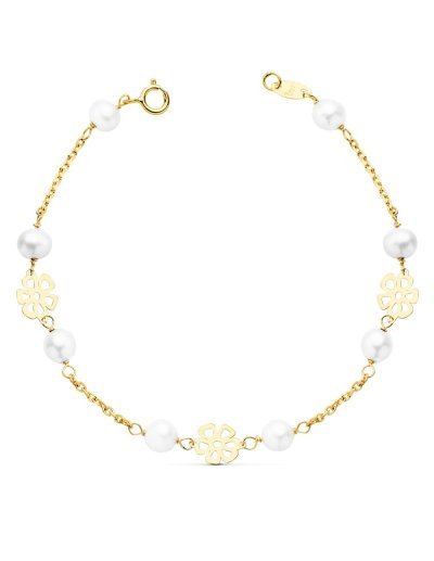18K PULSERA COMUNION FLORES...