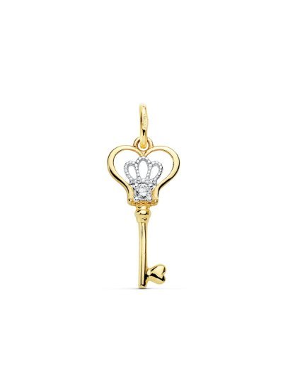 18K COLGANTE LLAVE BICOLOR...