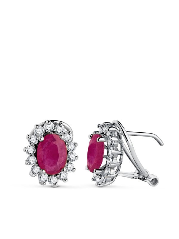 18K PENDIENTES ORO BLANCO RUBI 2.08...