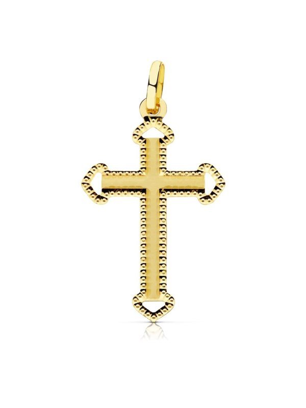 18K CRUZ SIN CRISTO TALLADA 28X17 MM