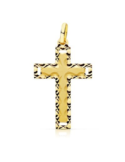 18K CRUZ SIN CRISTO TALLADA...