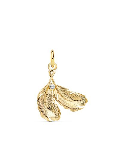 18K COLGANTE DOS PLUMAS...