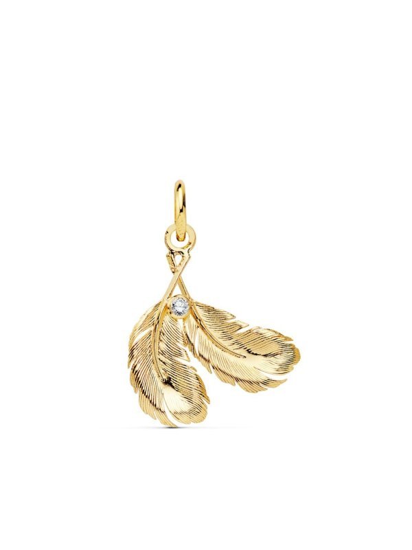 18K COLGANTE DOS PLUMAS 17X15 MM