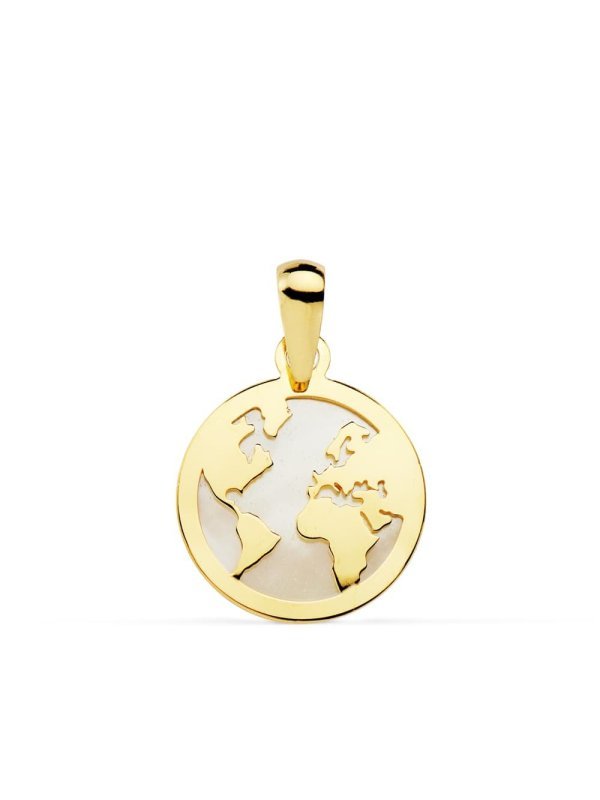 18K COLGANTE MAPAMUNDI NACAR 13 MM