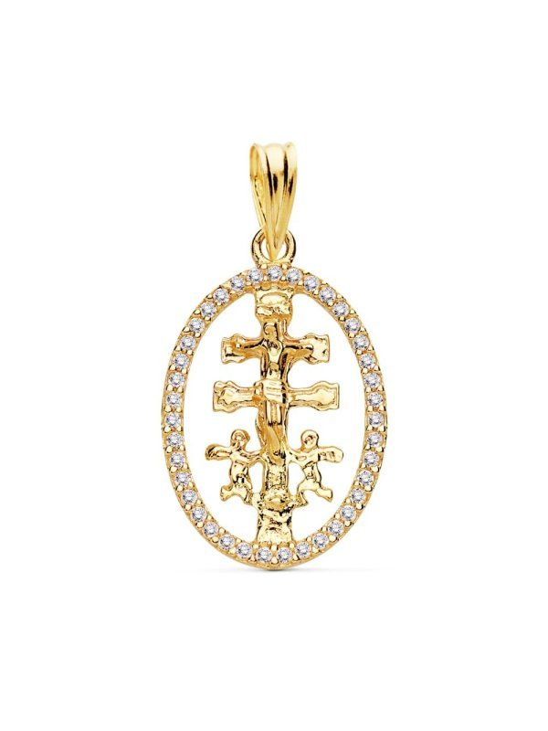 18K COLGANTE CRUZ CARAVACA ORLA 18X13 MM