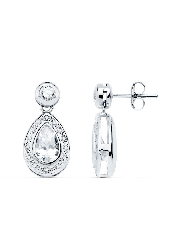 18K PENDIENTES ORO BLANCO CIRCONITAS...