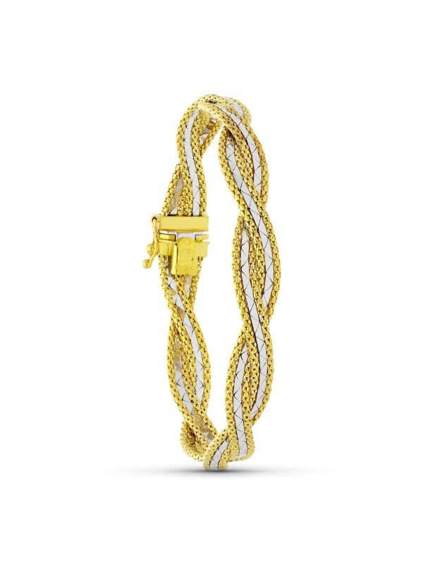 18K PULSERA ORO BICOLOR TRENZADA