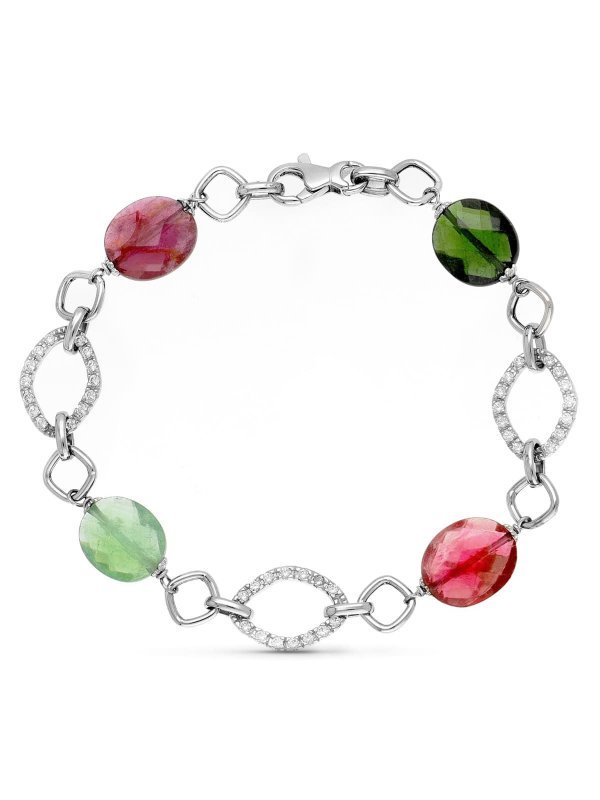 18K PULSERA ORO BLANCO PIEDRAS...