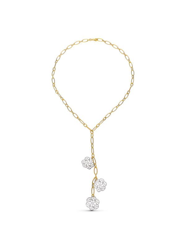 18K GARGANTILLA ORO BICOLOR FLORES