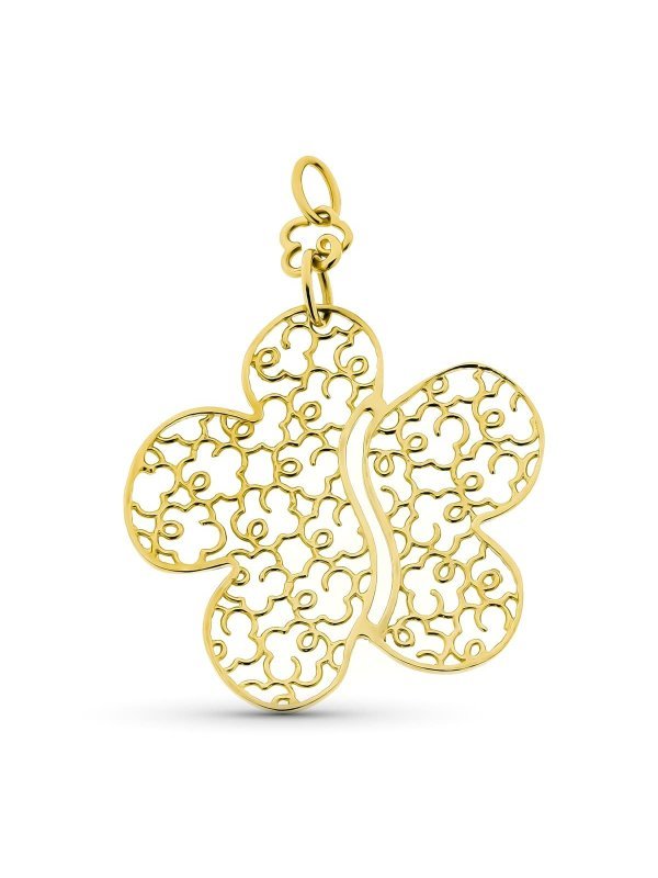 18K COLGANTE ORO AMARILLO FLOR CALADA...