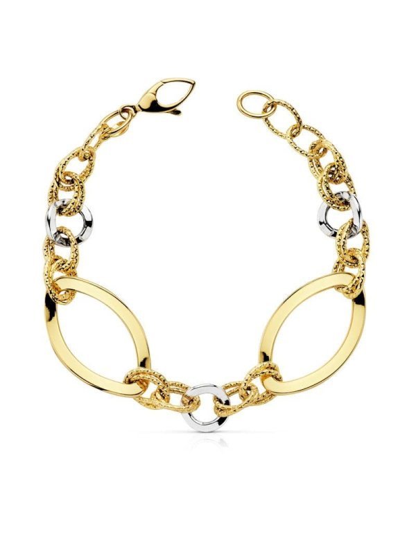 18K PULSERA BICOLOR HUECA ANCHO 18 MM...
