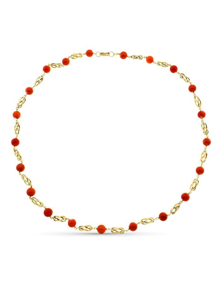 18K COLLAR ORO AMARILLO JAULA CORAL...
