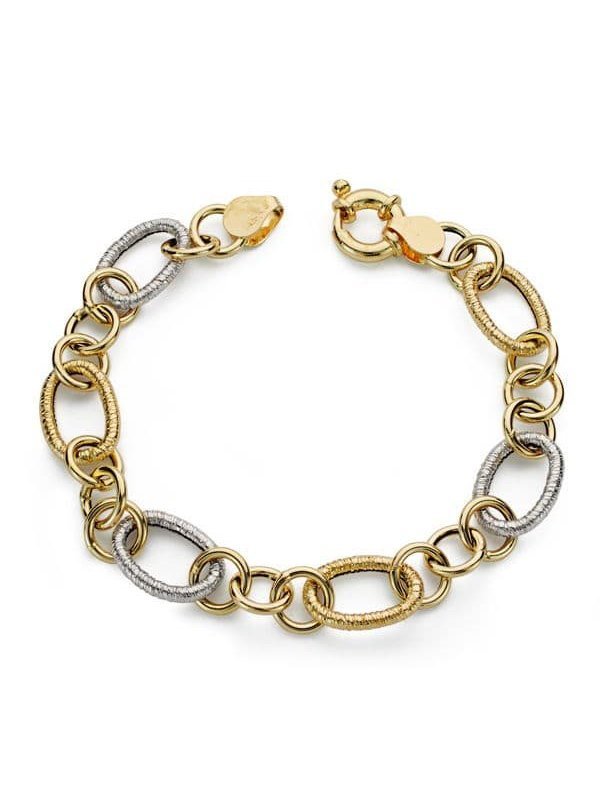 18K PULSERA BICOLOR HUECA 19 CM 5.30 GR