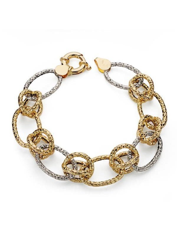 18K PULSERA ORO BICOLOR HUECA 19 CM